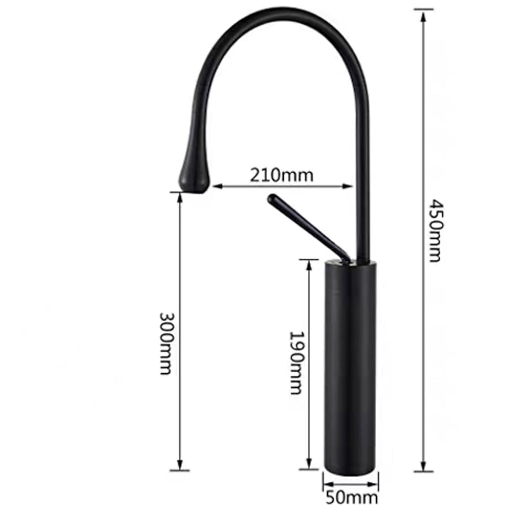 Rotatable High Arc Vessel Sink Faucet, Single-Hole Single-Handle Brass Faucet