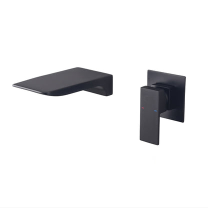Matte Black Waterfall Wall-Mount Bathroom Faucet, Modern Single-Handle Sink Faucet