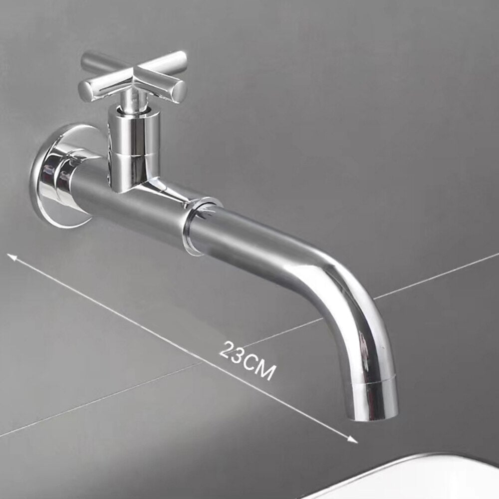 Modern Wall-Mount Bathroom Faucet, Single-Handle Swivel Spout Cold Only Faucet, Matte Black / Matte White / Antique Brass / Chrome