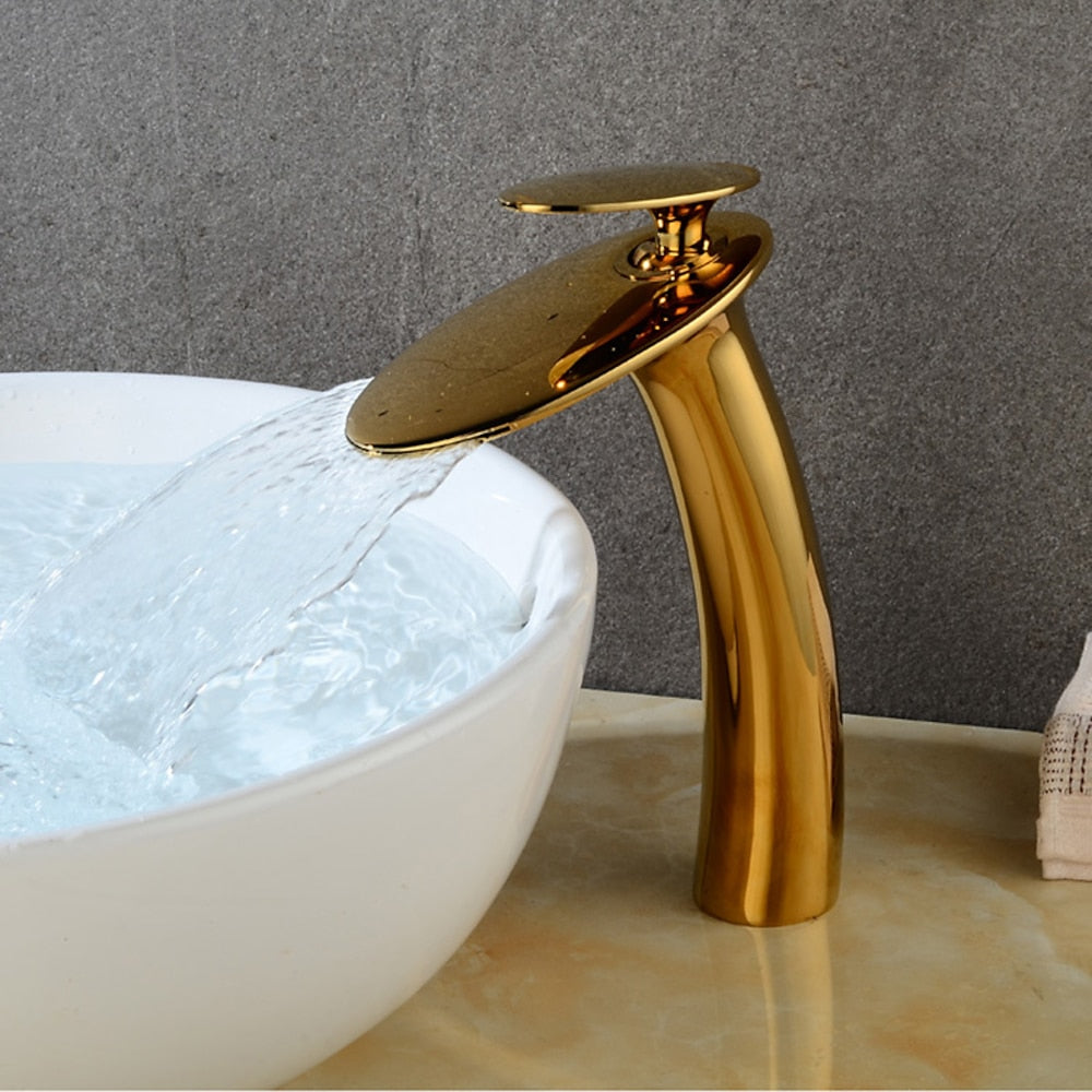 Modern Waterfall Vessel Bathroom Faucet, Single-Hole Single-Handle Faucet