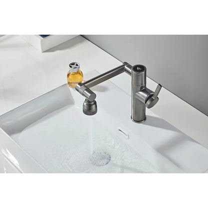 LED Temperature Display Bathroom Sink Faucet, Single-Handle Foldable Swivel Spout Faucet, Antique Brass / Gunmetal