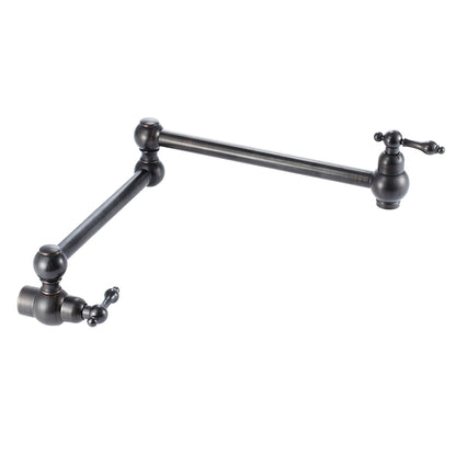 Wall-Mount Brass Pot Filler Faucet, Double Handle Folding Kitchen Faucet, Oil-Rubbed Bronze / Matte Black