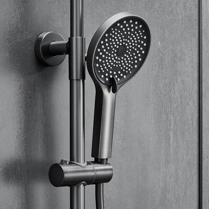 Thermostatic Wall-Mount Shower System, Multi-Function Rainfall Faucet with Handheld Shower, Chrome / Gunmetal