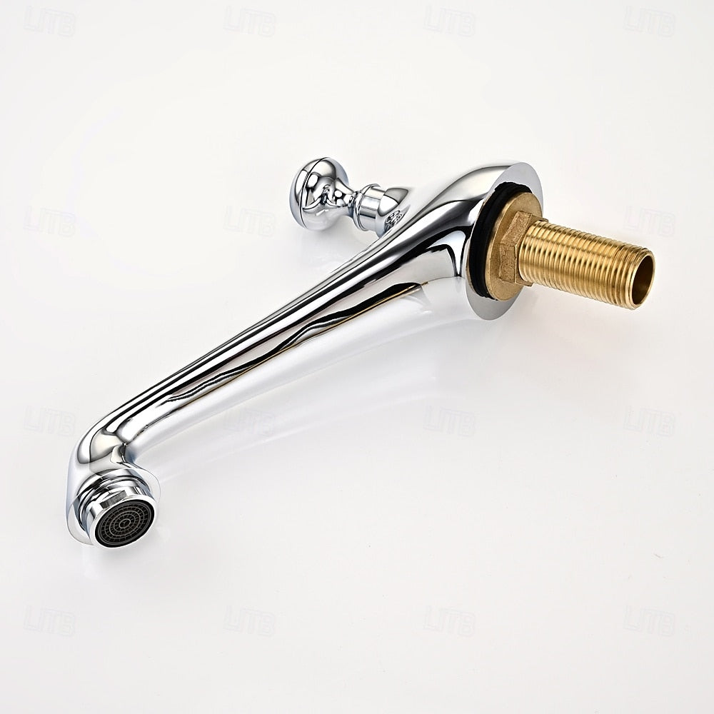 Vintage Widespread Bathroom Faucet, Double-Handle 3-Hole Sink Faucet, Chrome / Polished Gold