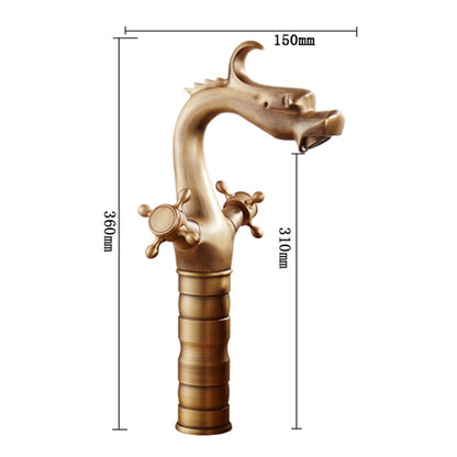 Vintage Dragon Vessel Sink Faucet, Single-Hole Double Cross Handle Brass Faucet