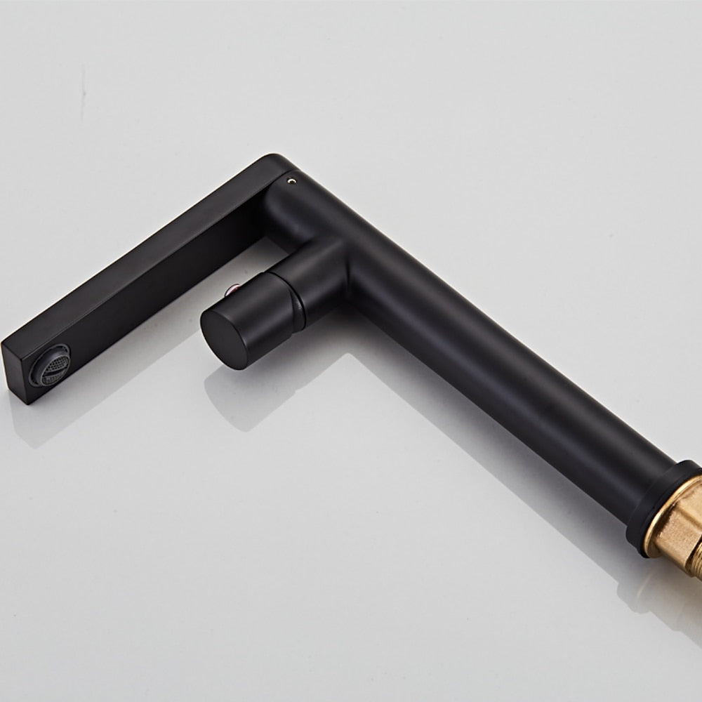 Matte Black Rotatable Spout Tall Vessel Faucet, Modern Single-Hole Single-Handle Bathroom Faucet