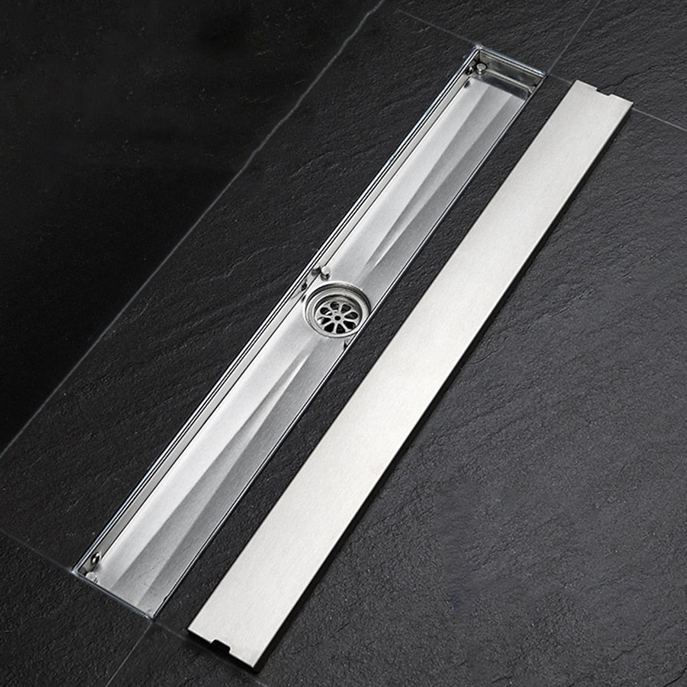 Stainless Steel Modern Tile Insert Linear Shower Drain, Rectangle Floor Drain with Removable Cover