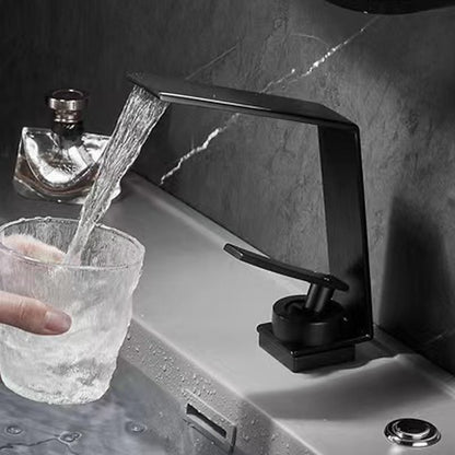 Waterfall Modern Single-Hole Bathroom Faucet, Single-Handle Brass Faucet