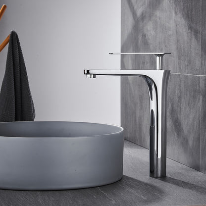 Modern Tall Vessel Sink Faucet, Single-Handle Single-Hole Brass Faucet