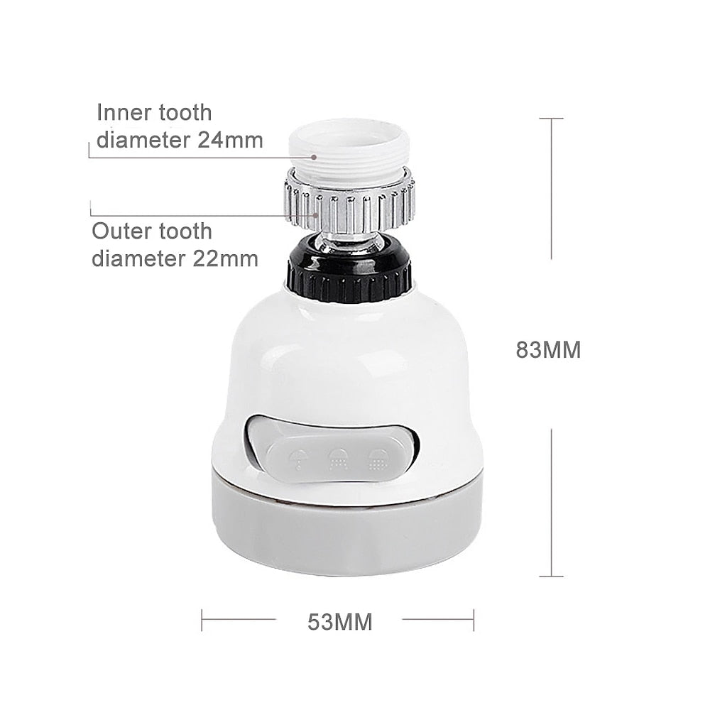 Matte White 3-Mode Rotatable Faucet Aerator, 360-Degree Swivel Water-Saving Spray Head