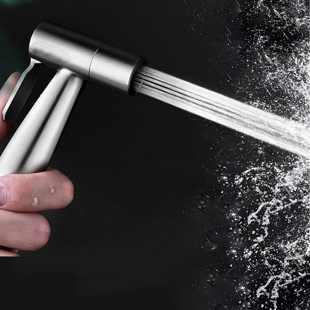 No-Drilling Wall-Mount Bidet Sprayer Set, Handheld Toilet Shattaf Sprayer, Stainless Steel / Matte Black