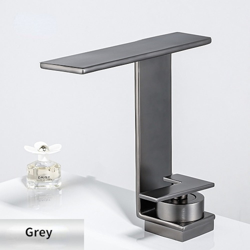 Modern Waterfall Bathroom Faucet, Single-Handle Brass Faucet, Chrome / Matte Black / Gunmetal / Brushed Gold