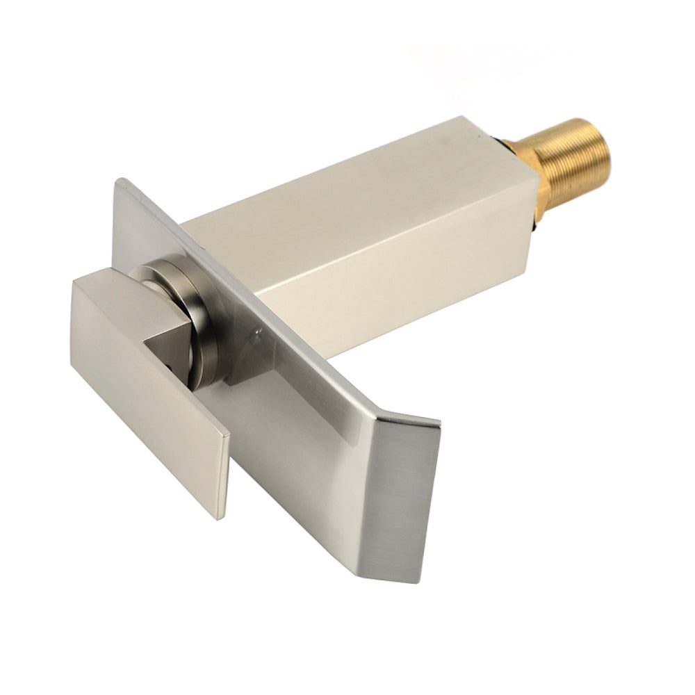 Waterfall Brushed Nickel Bathroom Faucet, Single-Handle Single-Hole Contemporary Faucet