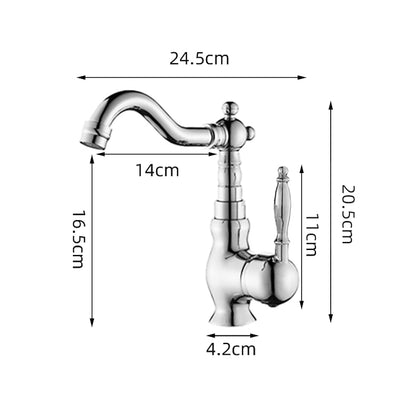 360-Degree Swivel Vintage Bathroom Faucet, Single-Handle Brass Faucet, Antique Brass / Chrome / Polished Gold