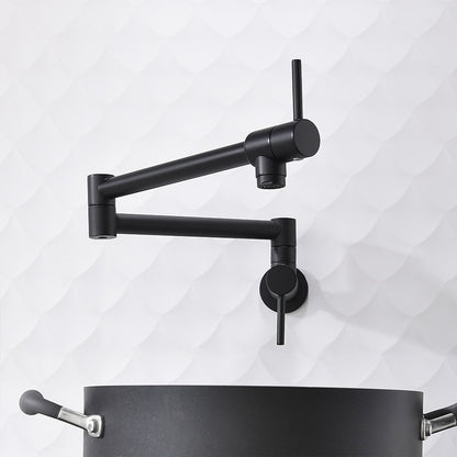 Wall-Mount Folding Pot Filler Faucet, Dual-Handle Kitchen Faucet, Chrome / Matte Black / Polished Gold / Brushed Gold
