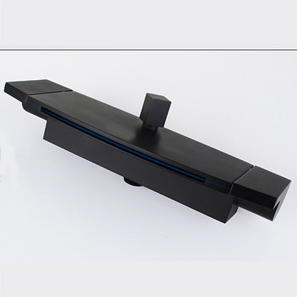 Matte Black Waterfall Wall-Mount Tub Faucet, Double-Handle Brass Bathtub Faucet with Handheld Shower
