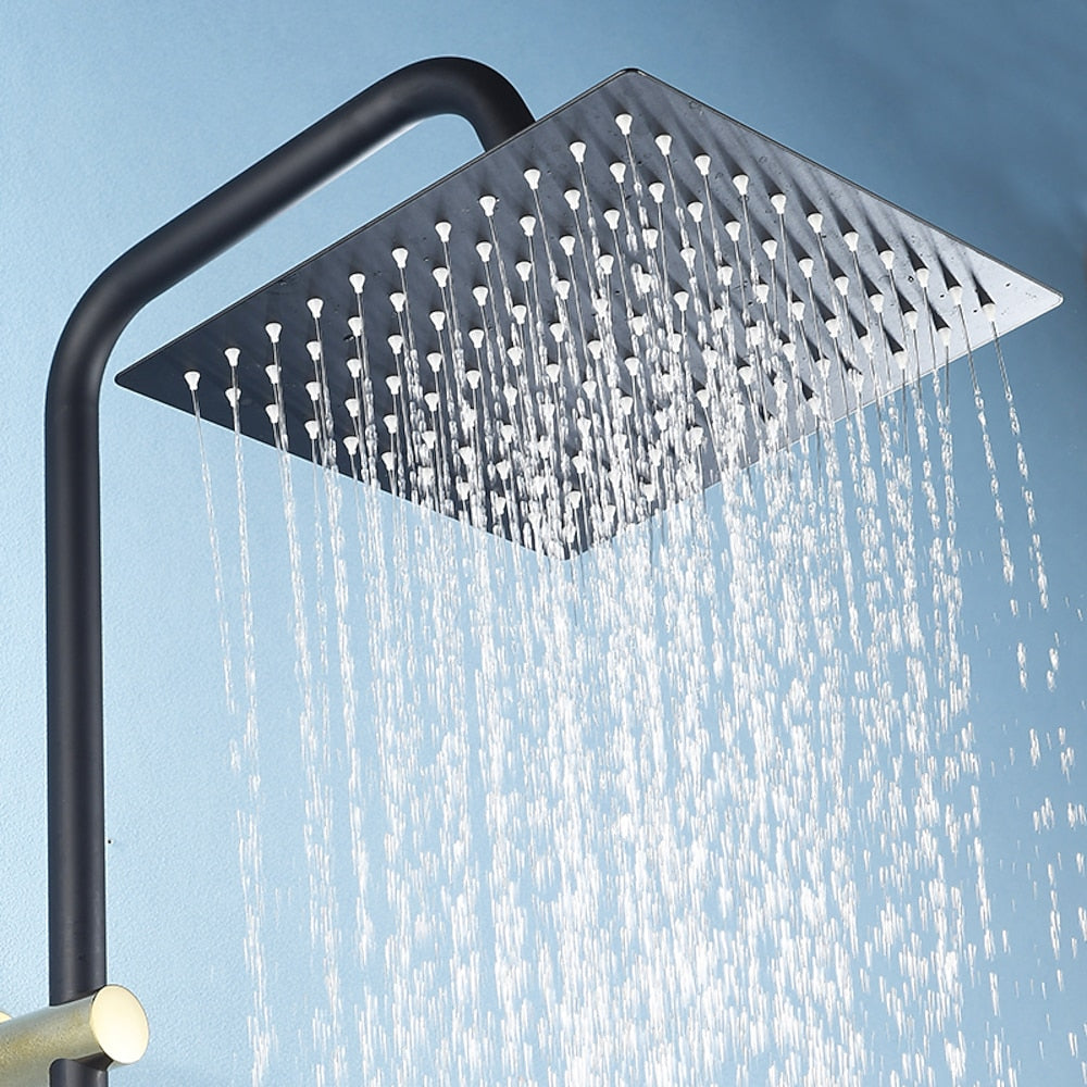 Rainfall Matte Black Shower Head, Contemporary Stainless Steel Shower Head