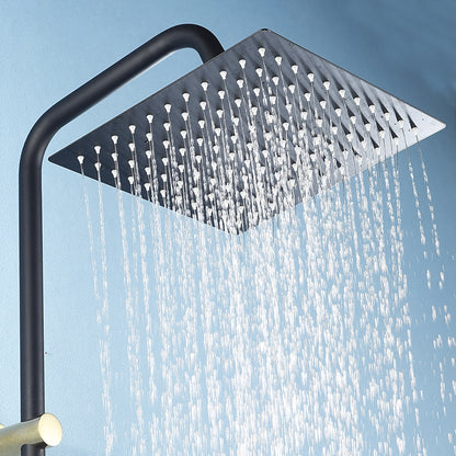 Rainfall Matte Black Shower Head, Contemporary Stainless Steel Shower Head