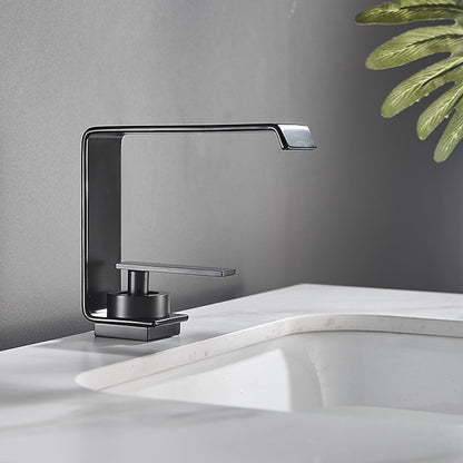 Modern Waterfall Bathroom Faucet, Single-Handle Single-Hole Brass Faucet, Matte Black / Chrome / Matte White