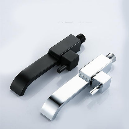 Waterfall Wall-Mount Bathroom Faucet, Single-Handle Brass Spout Faucet, Matte Black / Chrome
