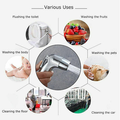 Chrome Handheld Bidet Sprayer Set, Stainless Steel Toilet Bidet Faucet with Hose