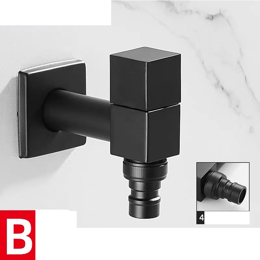 Modern Wall-Mount Single Cold Faucet, Solid Brass Washing Machine Faucet, Matte Black / Chrome
