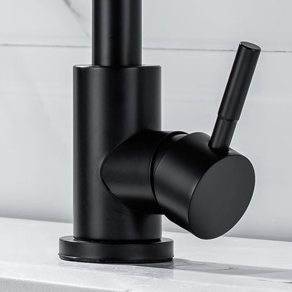 360-Degree Swivel High Arc Bathroom Faucet, Modern Single-Hole Stainless Steel Faucet, Matte Black / Brushed Nickel