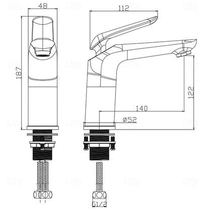 Matte Black Single-Hole Bathroom Faucet, Modern Single-Handle Brass Vanity Faucet