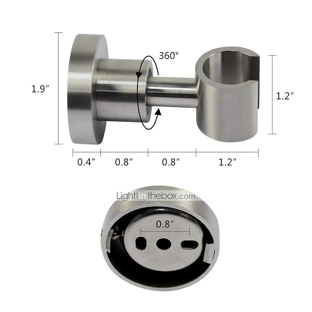 Brushed Stainless Steel Wall-Mount Shower Head Holder, 360-Degree Rotatable Adjustable Bracket for Handheld Shower / Bidet Sprayer
