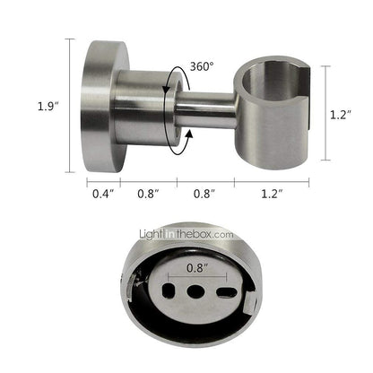 Brushed Stainless Steel Wall-Mount Shower Head Holder, 360-Degree Rotatable Adjustable Bracket for Handheld Shower / Bidet Sprayer