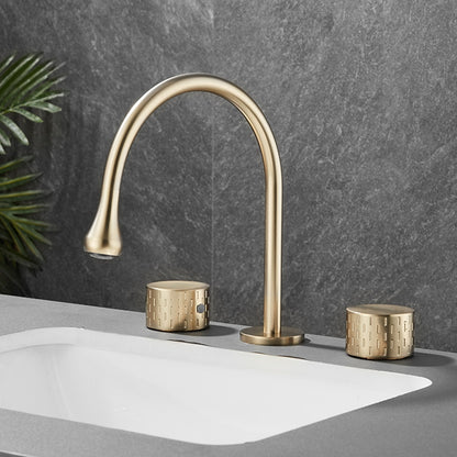 360-Degree Swivel Modern Bathroom Sink Faucet, 3-Hole Widespread Brass Faucet, Gunmetal / Matte Black / Brushed Gold / Chrome