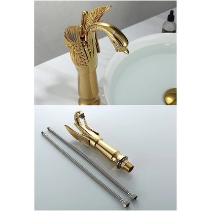 Vintage Swan Design Bathroom Faucet, Single-Hole Single-Handle Faucet, Antique Brass / Chrome / Polished Gold / Matte Black