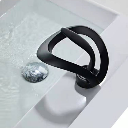 Waterfall Single-Hole Bathroom Faucet, Single-Handle Brass Vessel Sink Faucet, Matte Black / Chrome / Brushed Gold / Matte White / Gunmetal