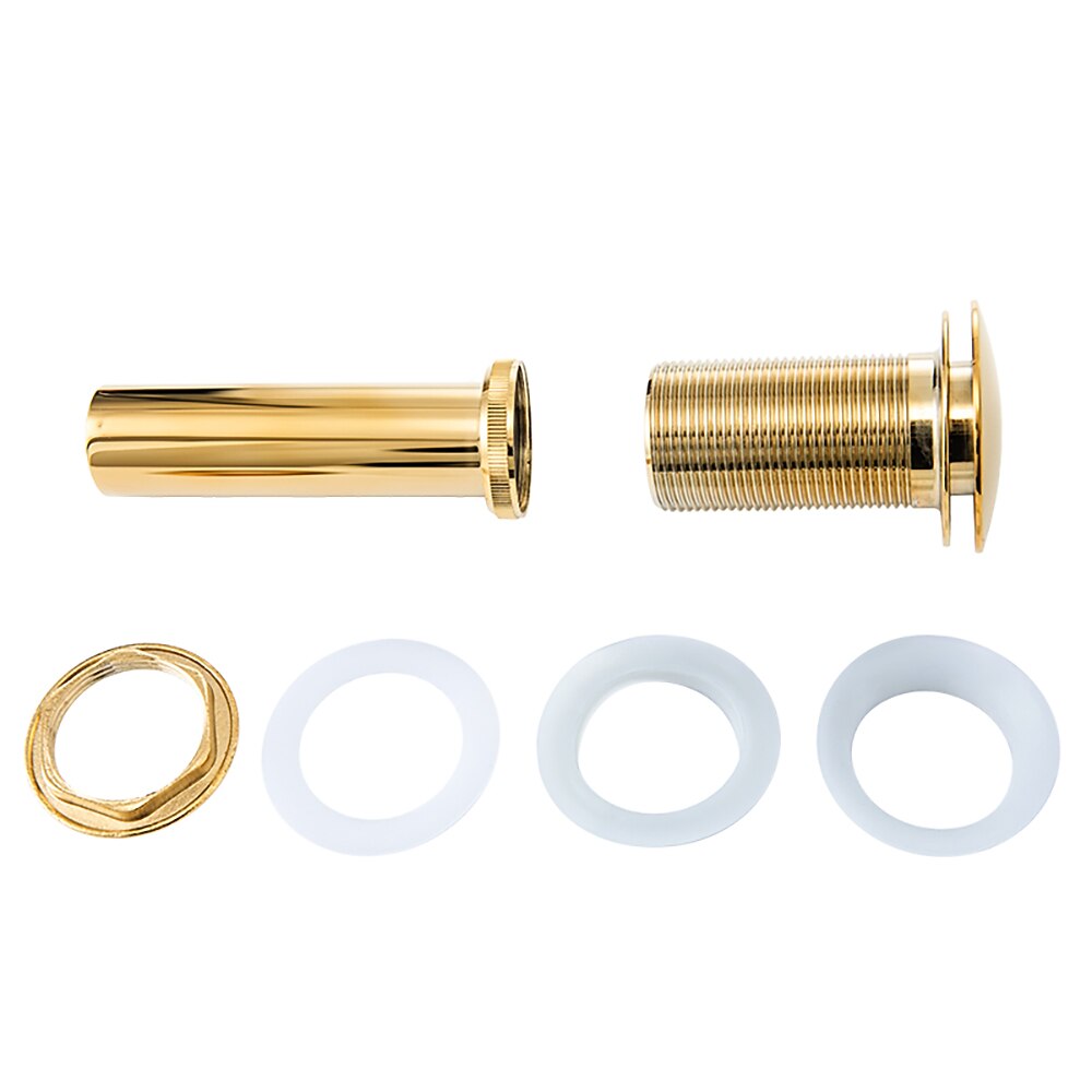 Polished Gold Brass Pop-Up Sink Drain Stopper without Overflow, Contemporary Bathroom Vessel Vanity Sink Drain Assembly