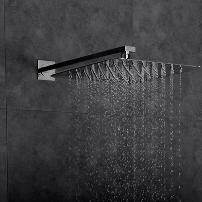 Chrome Modern Wall-Mount Shower Faucet Set, Single-Handle Rainfall Shower System with Rough-In Valve
