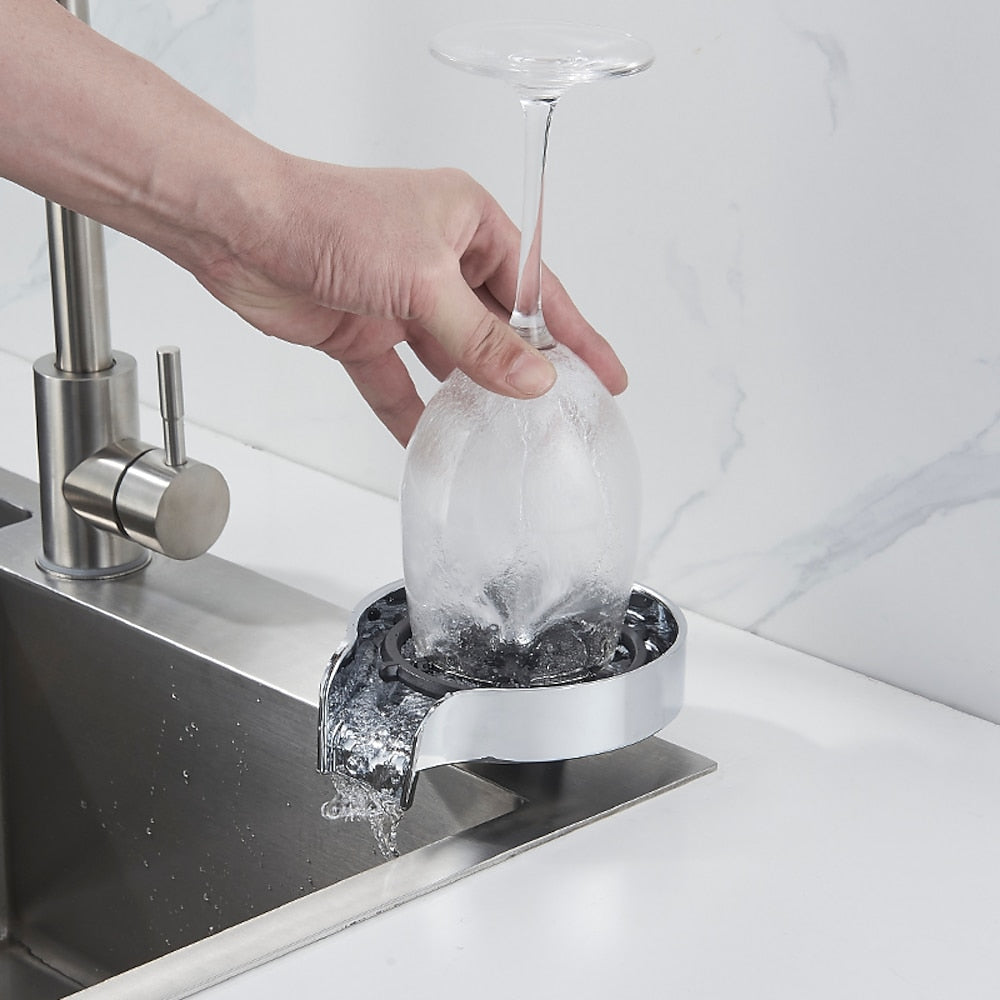 Deck-Mounted Kitchen Sink Glass Rinser, Quick Spray Glass Rinser, Matte Black / Chrome / Gunmetal / Stainless Steel
