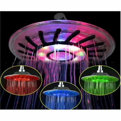 Chrome LED Rainfall Shower Head, Round ABS Overhead Shower Head