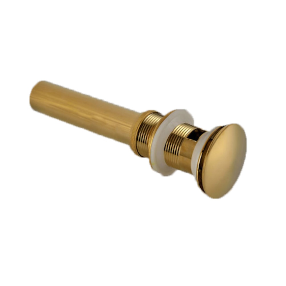 Polished Gold Contemporary Brass Sink Drain, Pop-Up Basin Drain with Overflow
