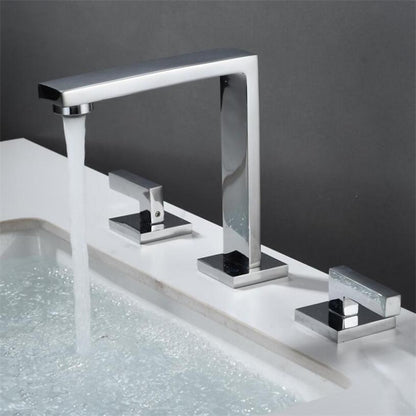 Modern 3-Hole Widespread Bathroom Faucet, Dual-Handle 360-Degree Swivel Brass Faucet, Matte Black / Chrome / Matte White / Antique Brass / Brushed Gold / Gunmetal