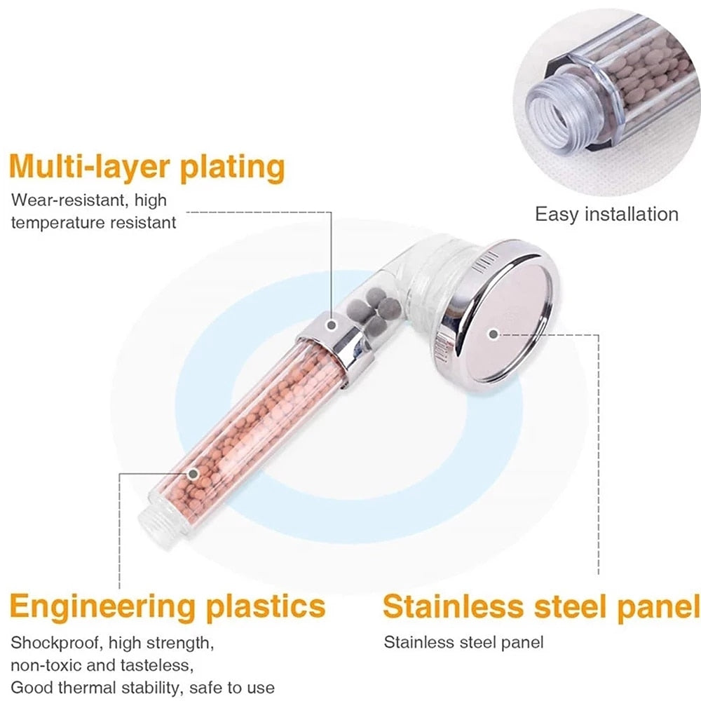 Chrome Handheld Shower Head, High Pressure 300-Hole Water Saving Shower Head