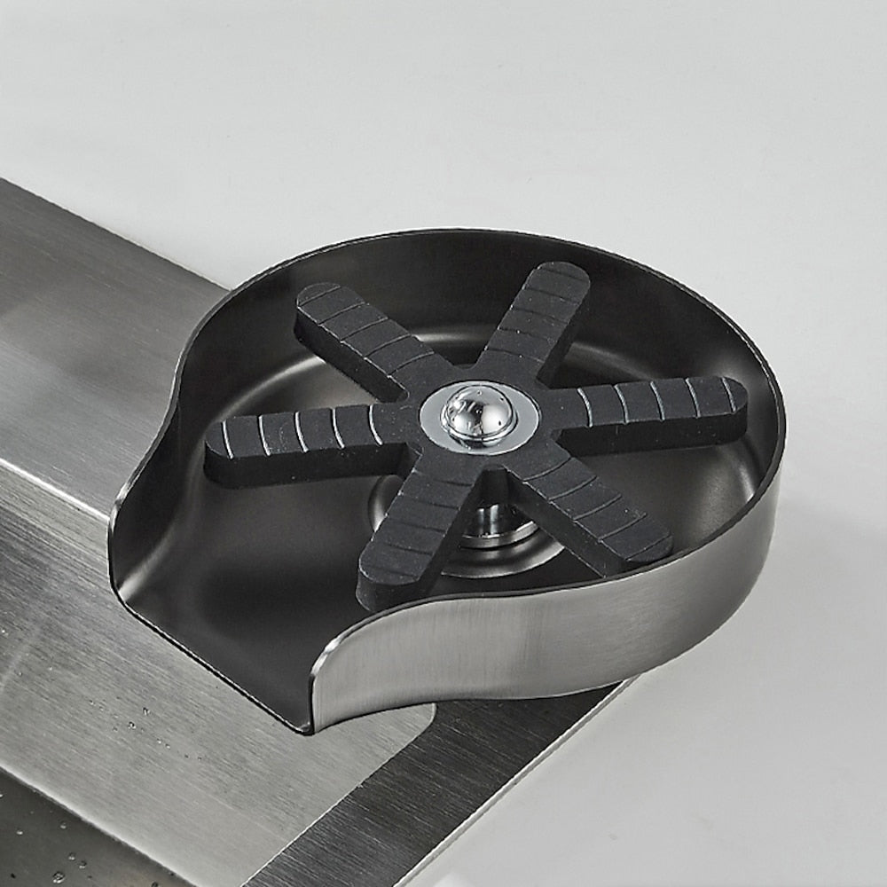 Press-Down Stainless Steel Glass Rinser, Cup Rinser with G1/2 Hose, Matte Black / Brushed Nickel / Gunmetal