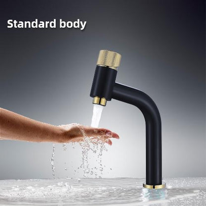 Modern Single-Hole Bathroom Faucet, Single-Handle Brass Vanity Faucet with Knurled Handle, Matte Black / Brushed Gold / Rose Gold