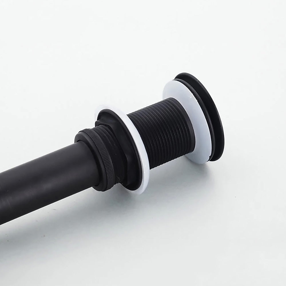 Modern Solid Brass Bathroom Sink Pop-Up Drain, Push-Button Drain Stopper without Overflow, Antique Brass / Brushed Nickel / Matte Black / Chrome / Brushed Gold