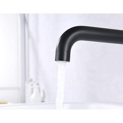 Wall-Mount Bathroom Sink Faucet, Double-Handle Brass Basin Faucet with Rough-in Valve, Matte Black / Chrome