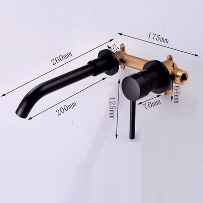 Modern Wall-Mount Bathroom Faucet, Single-Handle Swivel Spout Faucet, Matte Black / Chrome / Brushed Gold