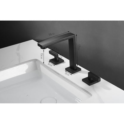 Modern 3-Hole Widespread Bathroom Faucet, Dual-Handle 360-Degree Swivel Brass Faucet, Matte Black / Chrome / Matte White / Antique Brass / Brushed Gold / Gunmetal