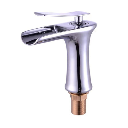 Waterfall Bathroom Sink Faucet, Single-Handle Brass Faucet