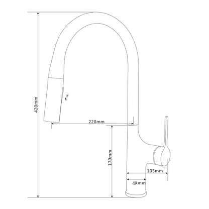 Modern Pull-Down Kitchen Faucet, Single-Handle High Arc Faucet, Matte Black / Chrome / Brushed Gold