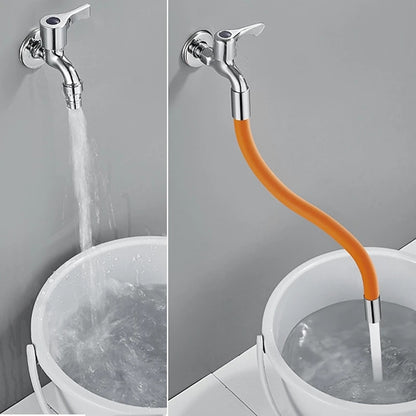 Orange Contemporary Flexible Faucet Extension Tube, 360-Degree Swivel Extender Hose with Splashproof Foaming Aerator