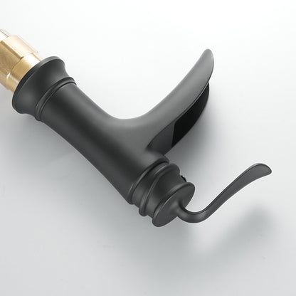 Waterfall Bathroom Faucet, Modern Single-Handle Brass Basin Faucet, Brushed Nickel / Matte Black